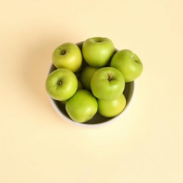 Bowl of fresh green organic apples