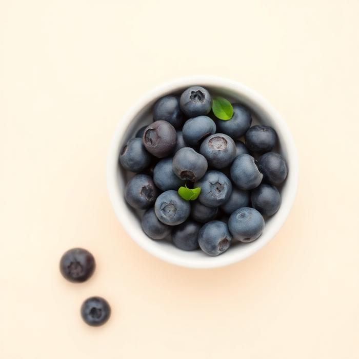 Fresh organic blueberries in a small bowl